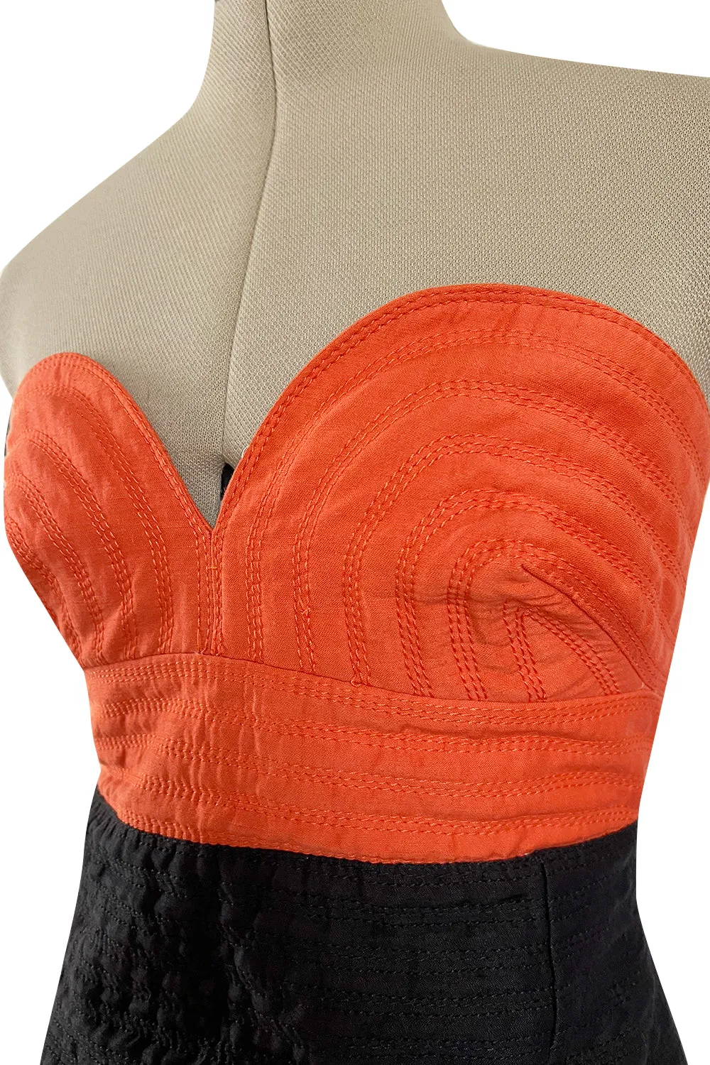 Killer Spring 1989 Gianni Versace Couture Strapless Topstitched Dress W Back Buttons & Cut Out