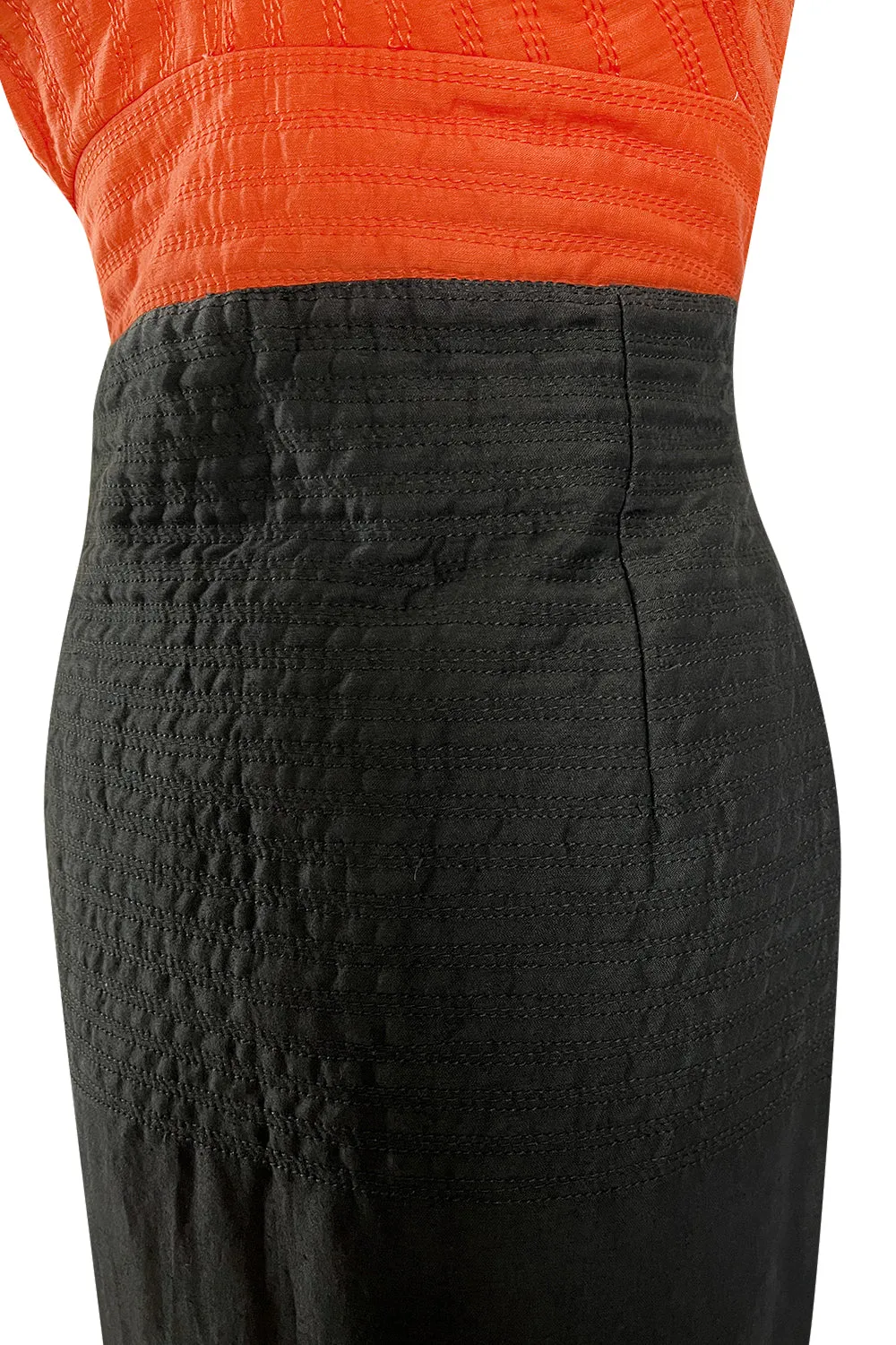 Killer Spring 1989 Gianni Versace Couture Strapless Topstitched Dress W Back Buttons & Cut Out