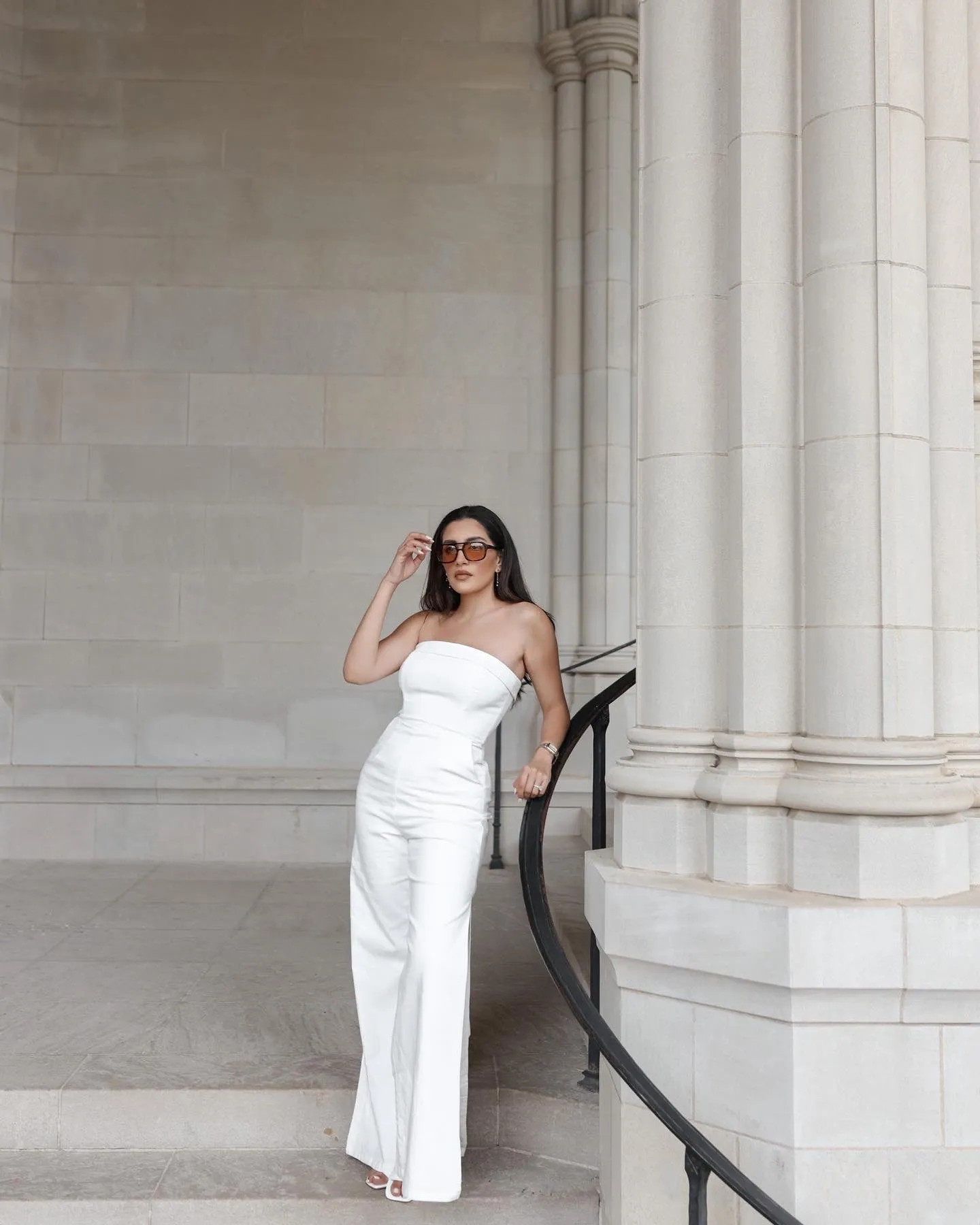 Kylie Strapless Slit Jumpsuit White