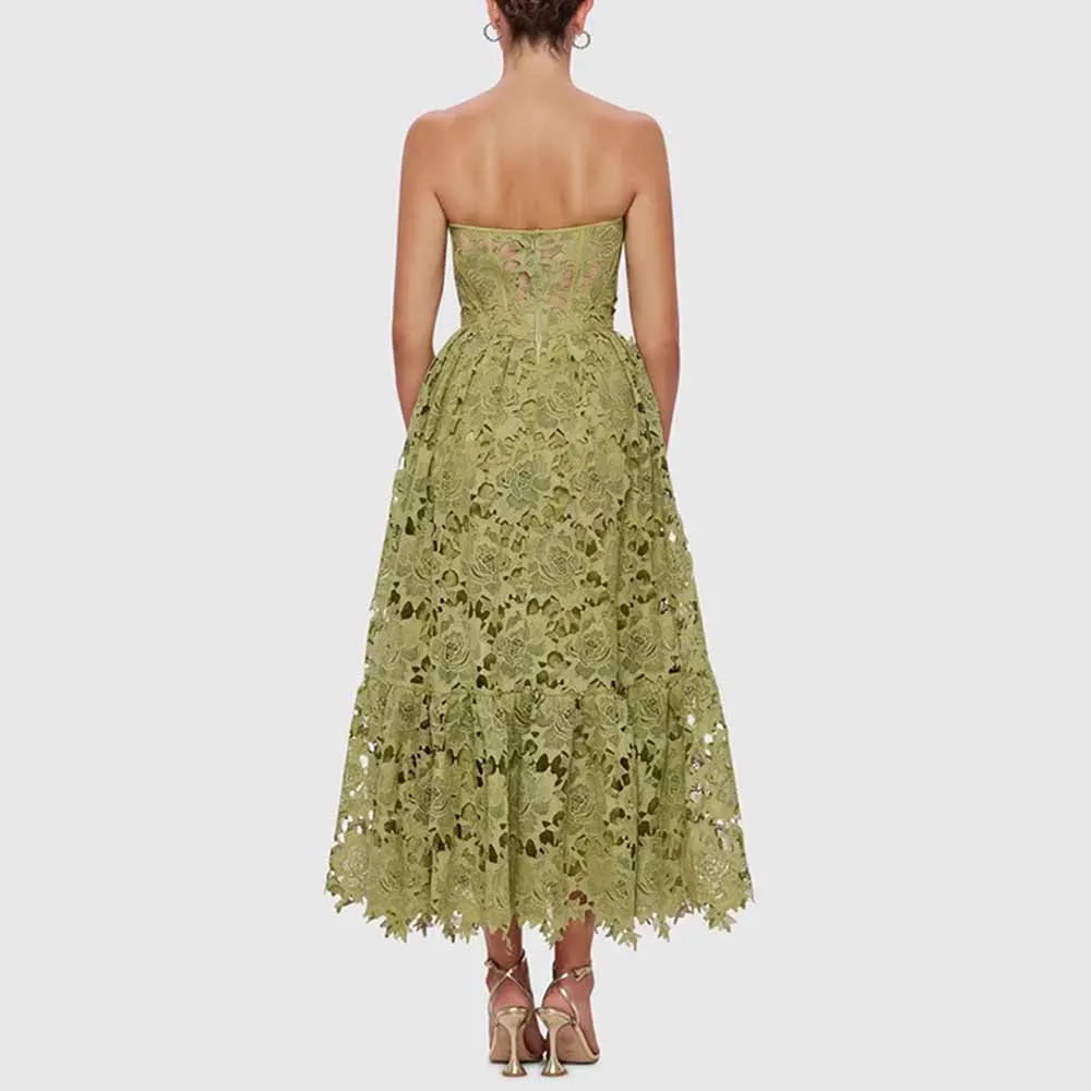 Lace Bustier Midi Dress