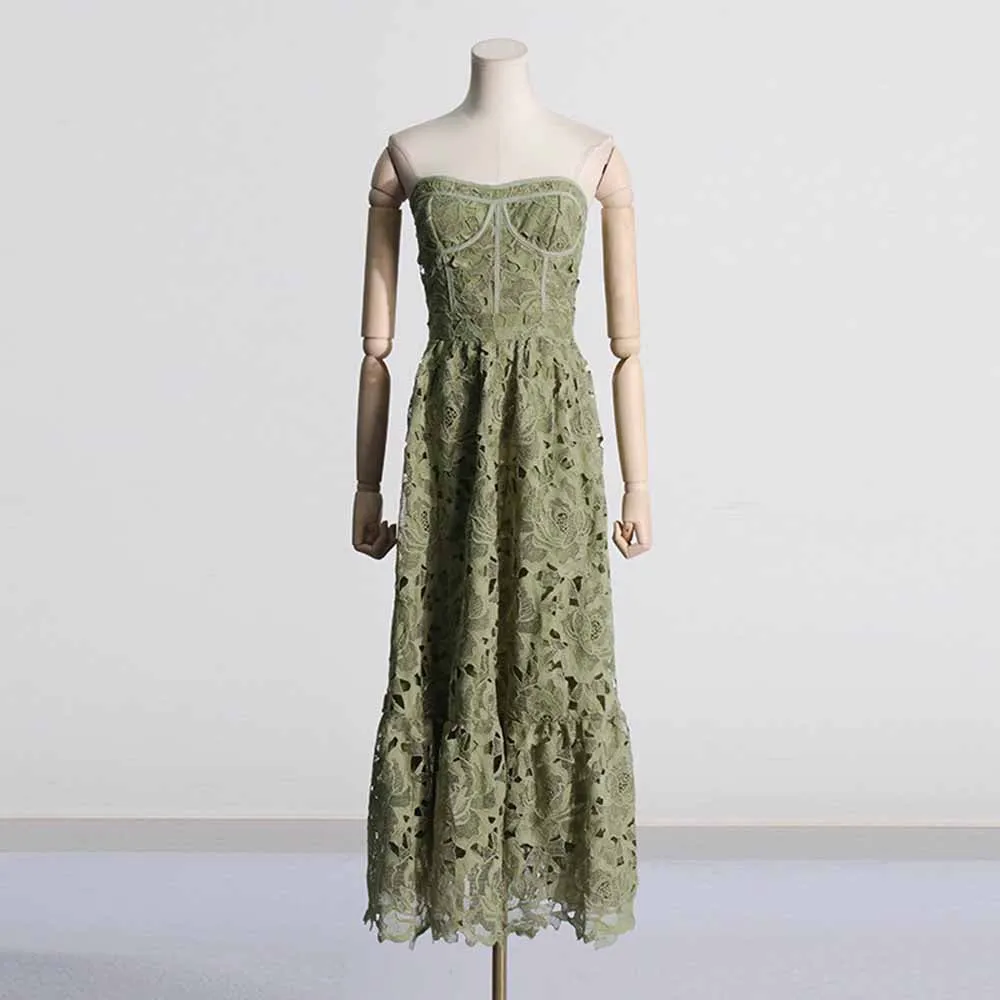 Lace Bustier Midi Dress