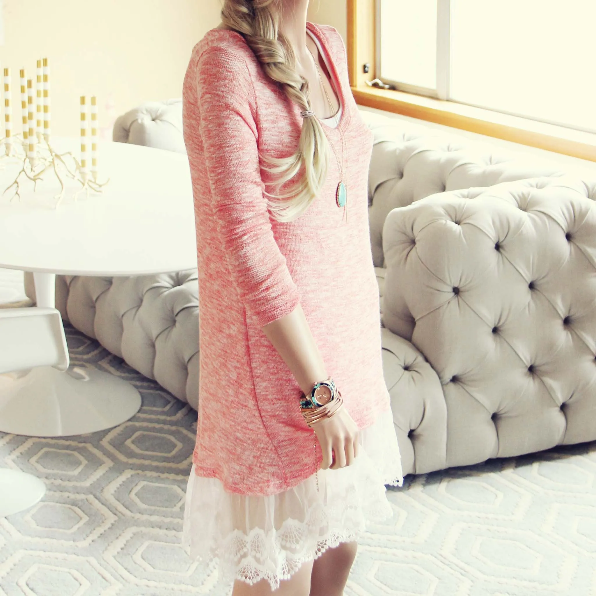 Lace Cactus Dress in Pink