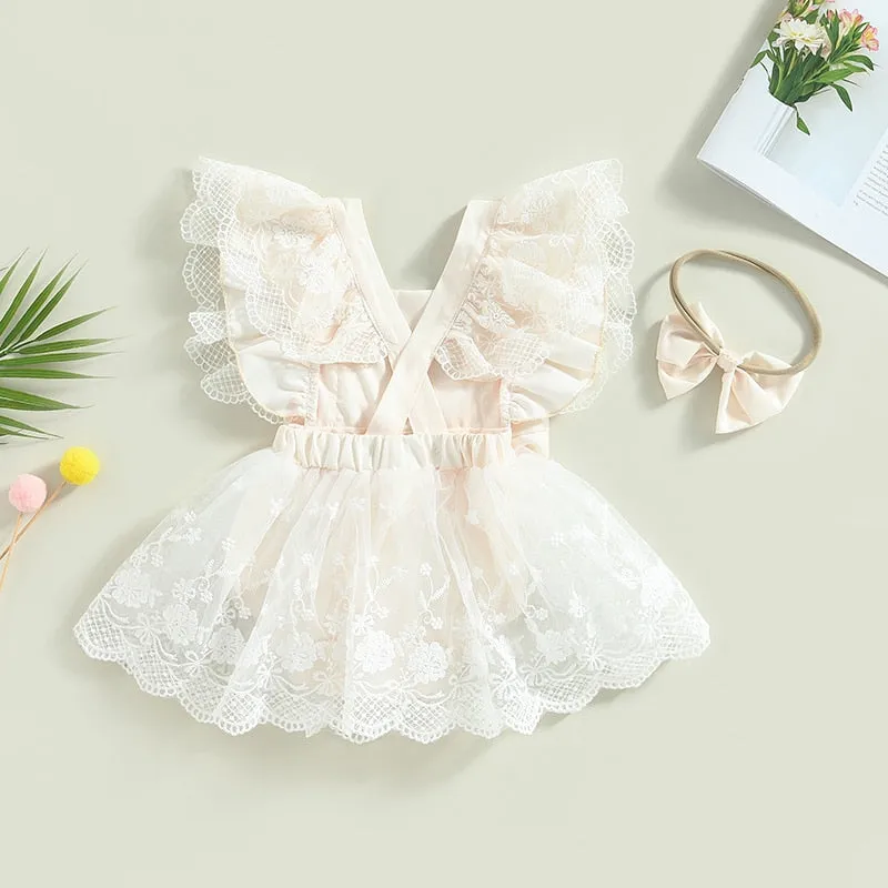 Lace Flower Romper Dress