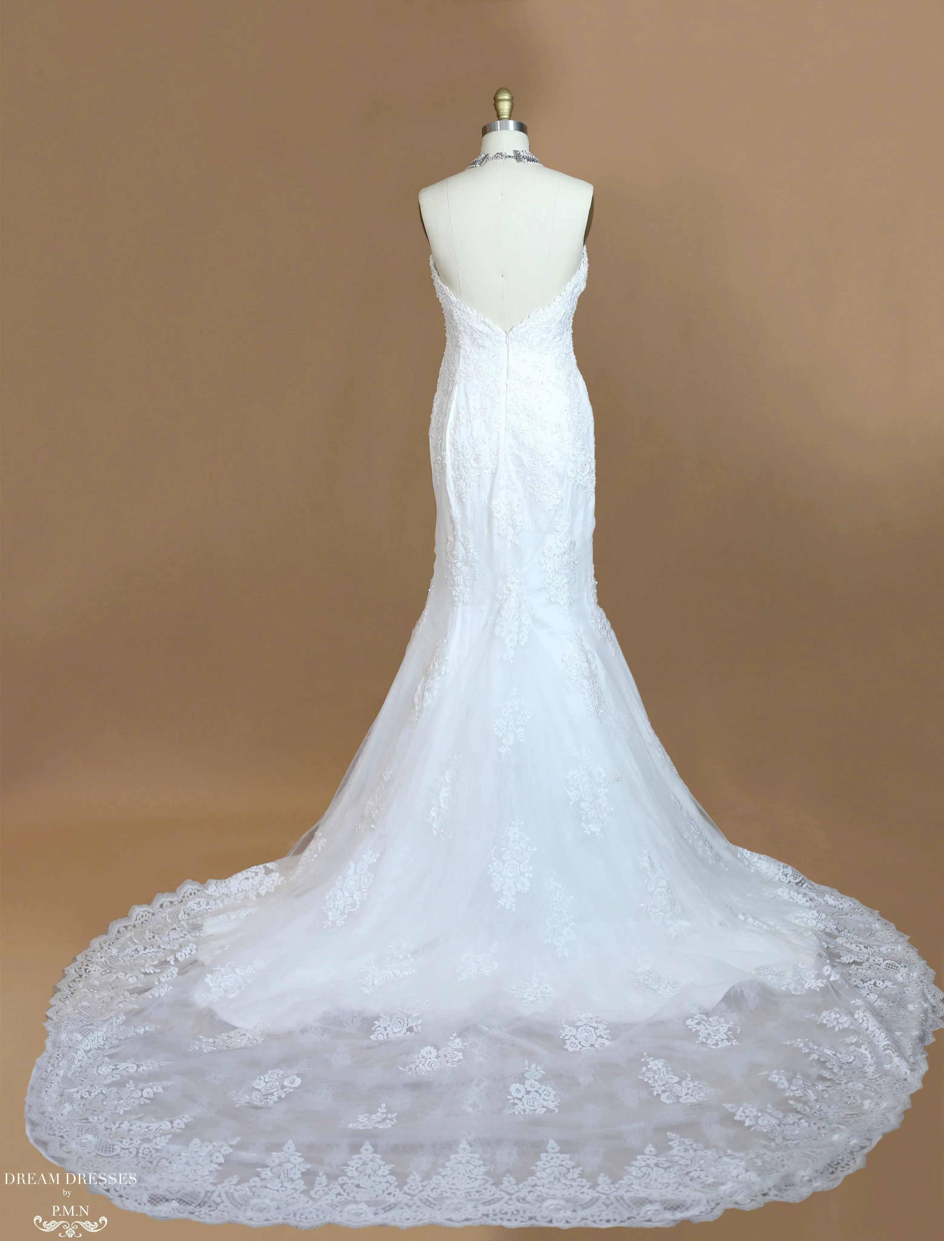 Lace Mermaid Wedding Dress With Cathedral Train (#Karoline)
