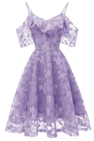 Lace Sleeve Lavender Party Dress 2019 Open Back