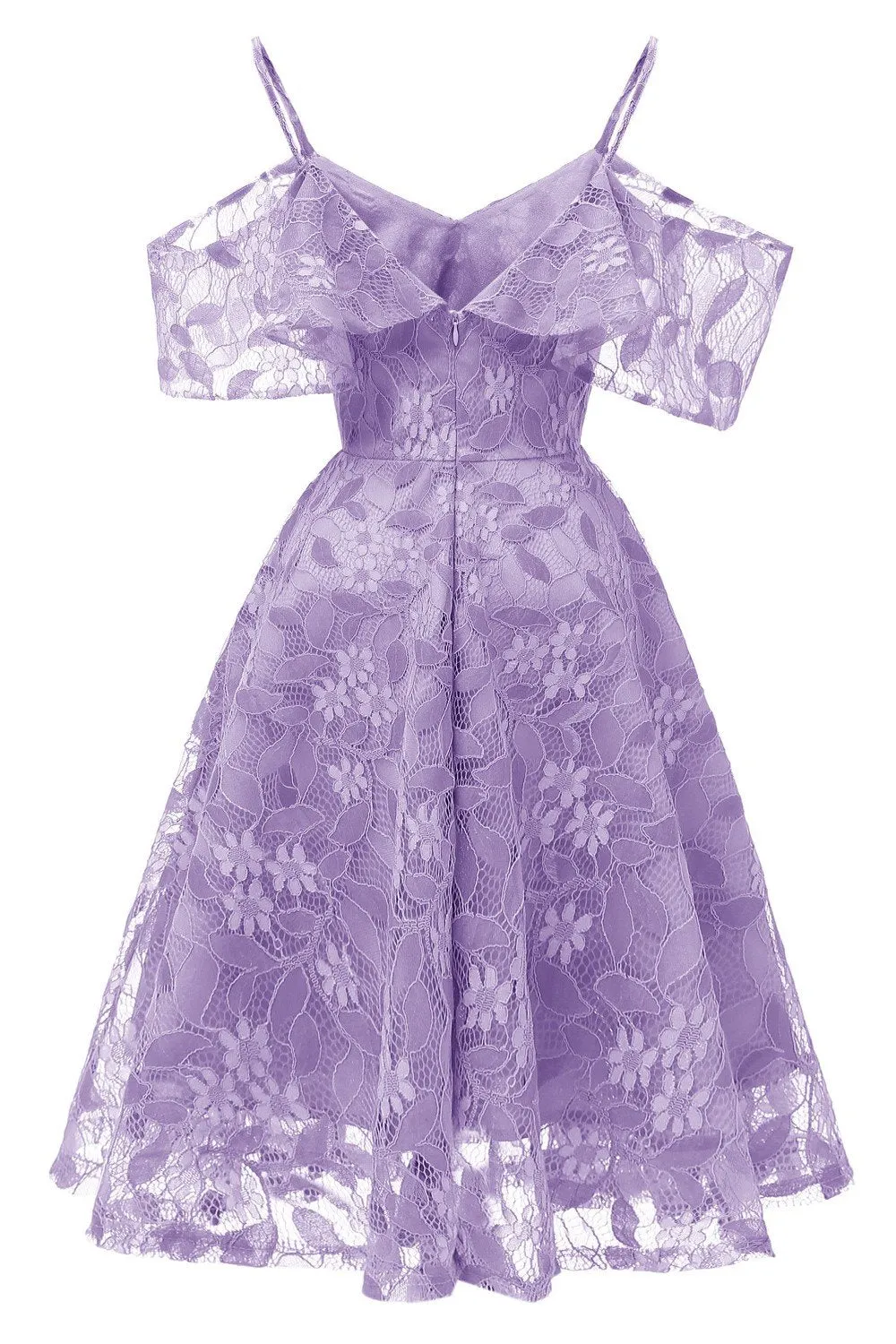 Lace Sleeve Lavender Party Dress 2019 Open Back