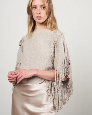 lacy crop top - taupe