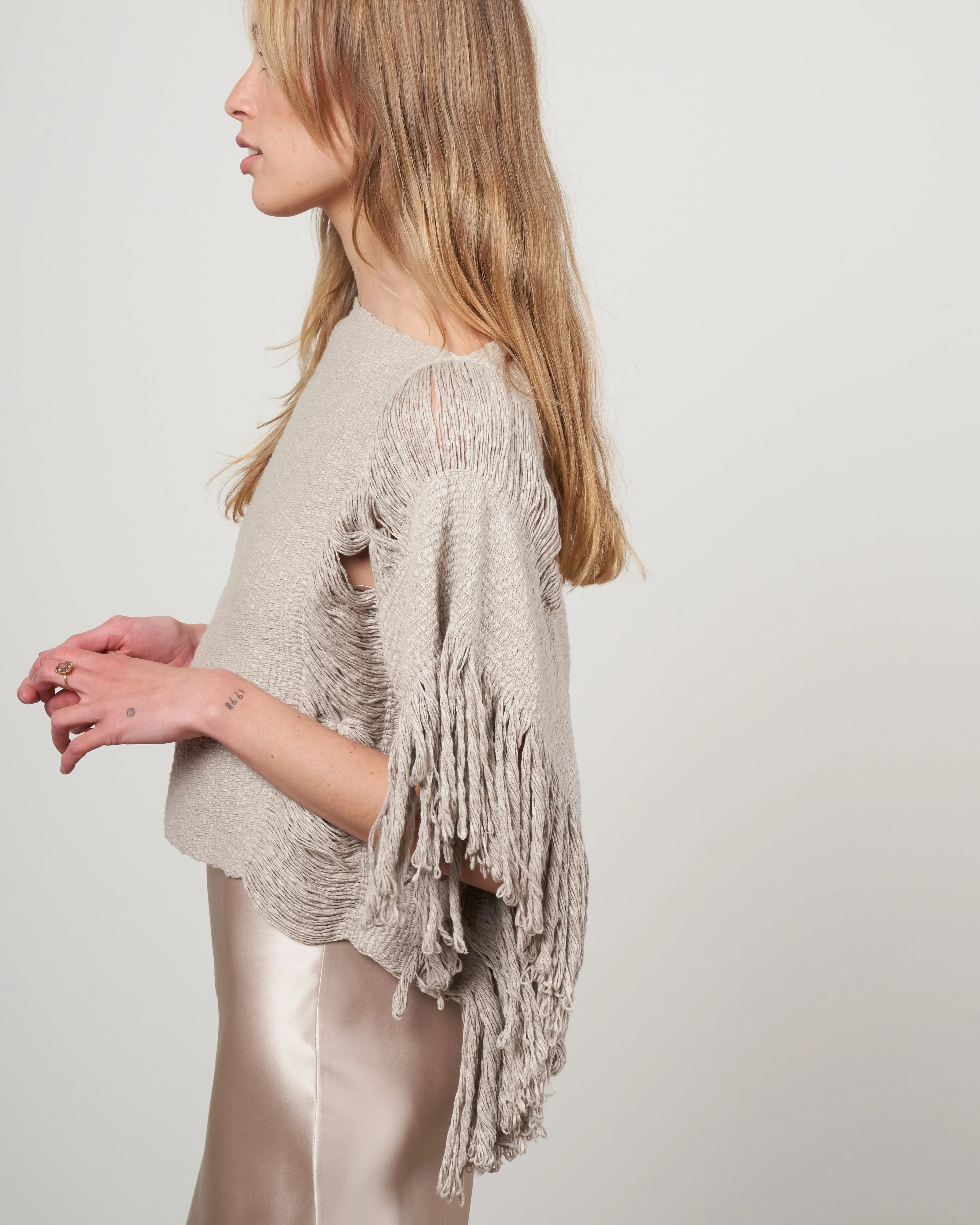 lacy crop top - taupe
