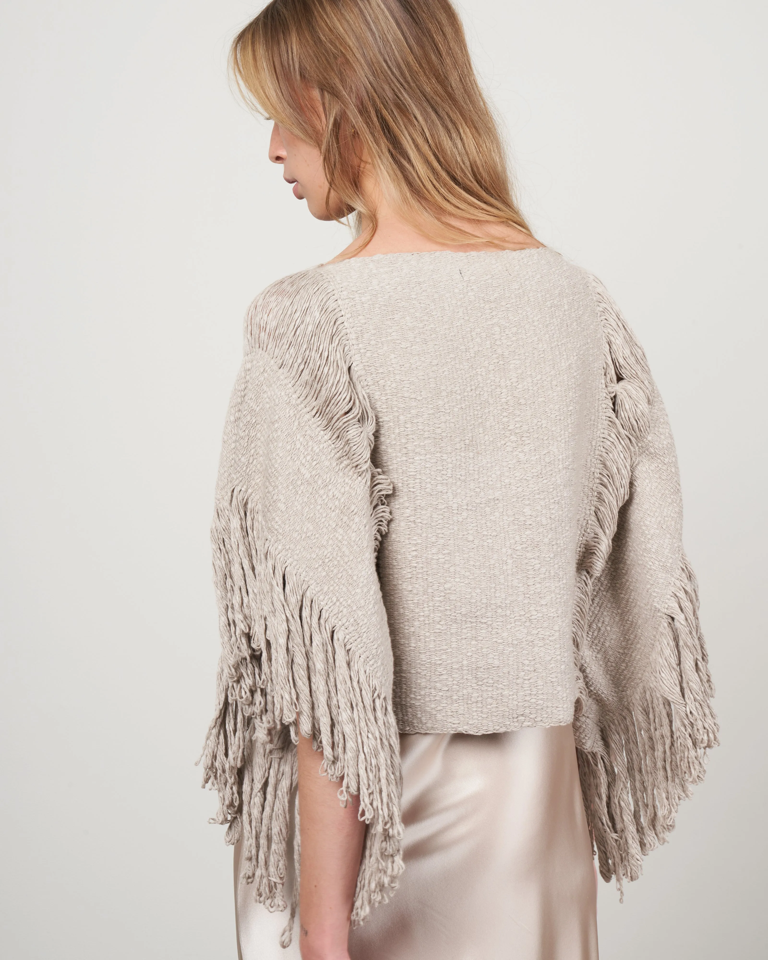 lacy crop top - taupe