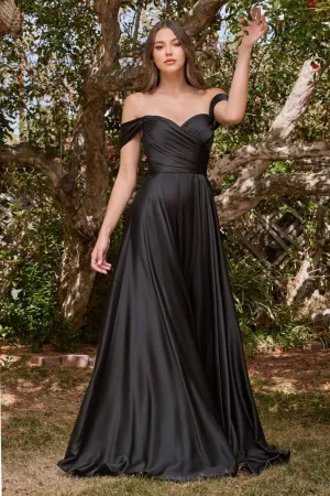 Ladivine 7493 Off Shoulder Satin Dress