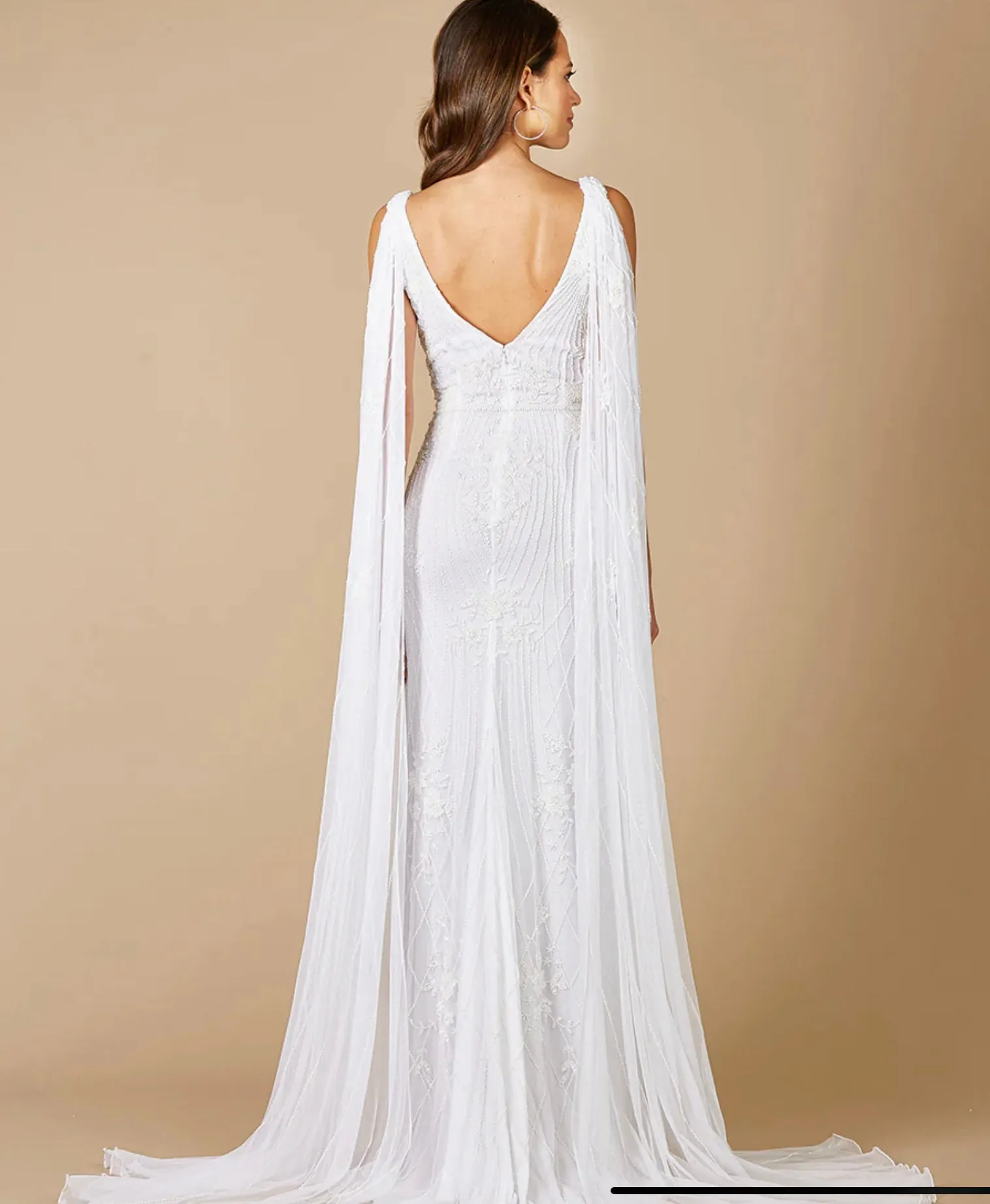 Lara Ivory Gia Beaded Tank with Streamers Wedding Gown 51055