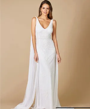 Lara Ivory Gia Beaded Tank with Streamers Wedding Gown 51055