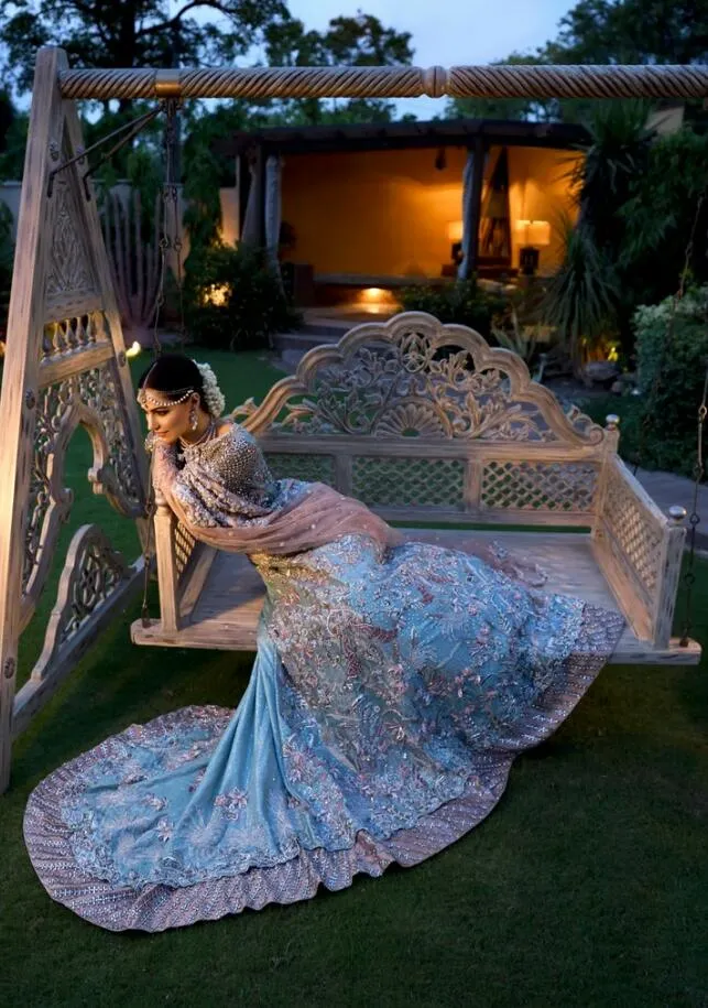 Latest Bridal Wedding Lehnga in Sky Blue Color #N7052