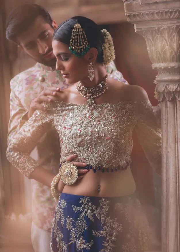 Latest Pakistani Navy Blue Lehnga Choli for Wedding #J5162