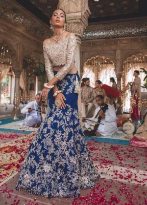 Latest Pakistani Navy Blue Lehnga Choli for Wedding #J5162