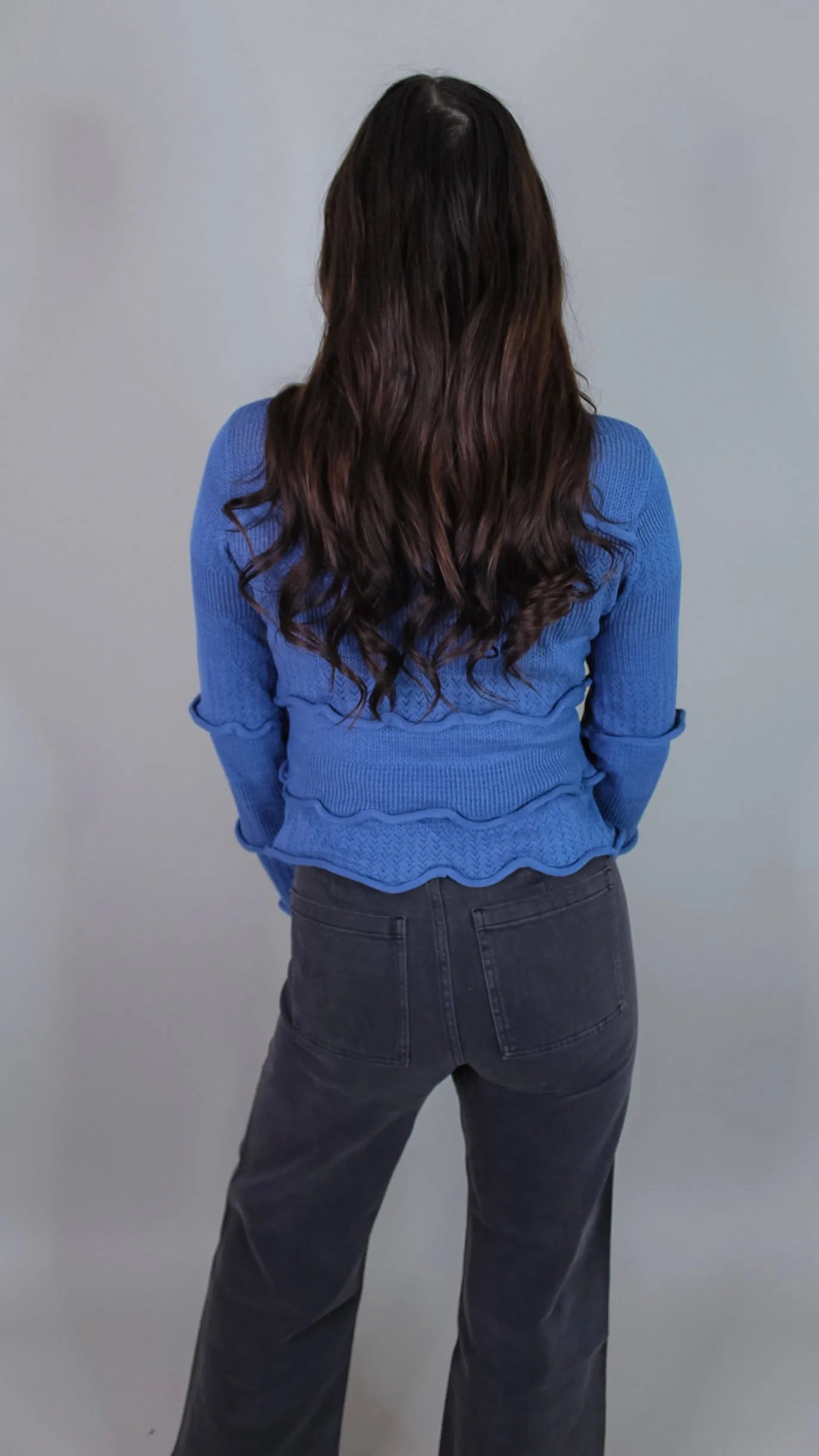 Leigha Blue Ruffle Cardigan