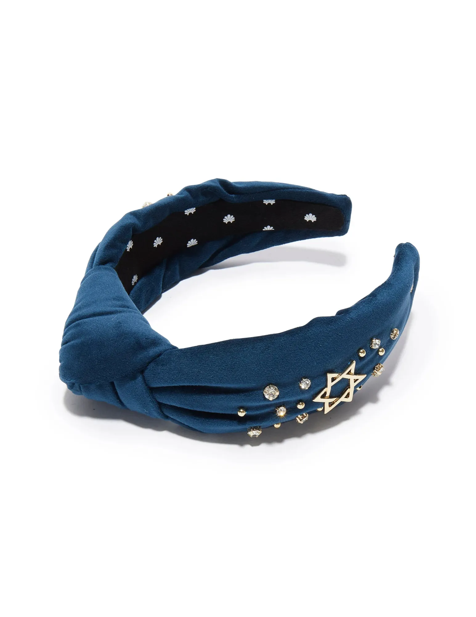 Lele Sadoughi Navy Crystal Star Holiday Knotted Headband