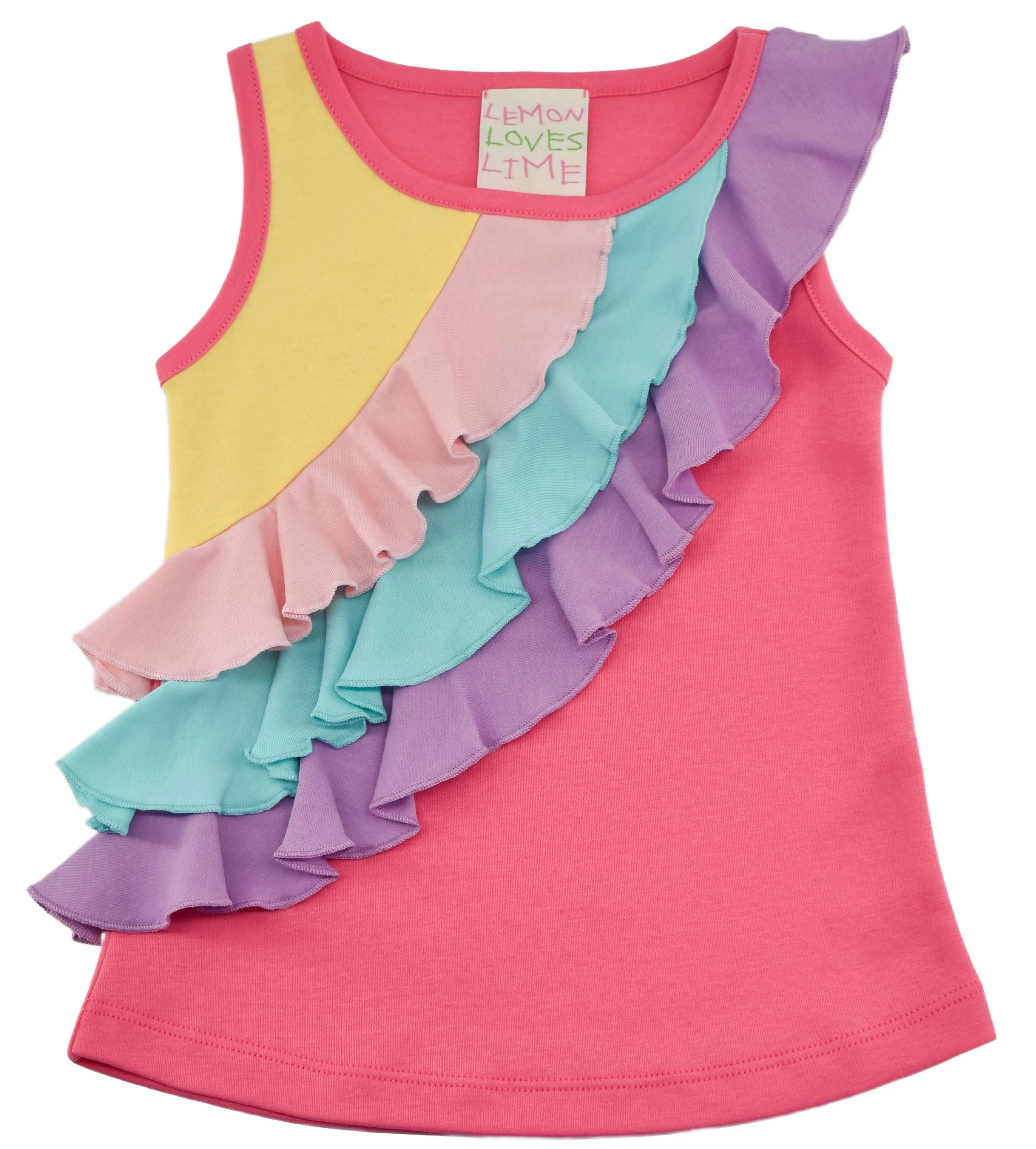 Lemon Loves Lime Rainbow Ruffle 3 Tiered Tank