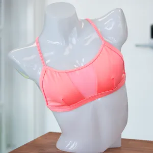 Light Coral/Mesh X Back Halter Bikini Top
