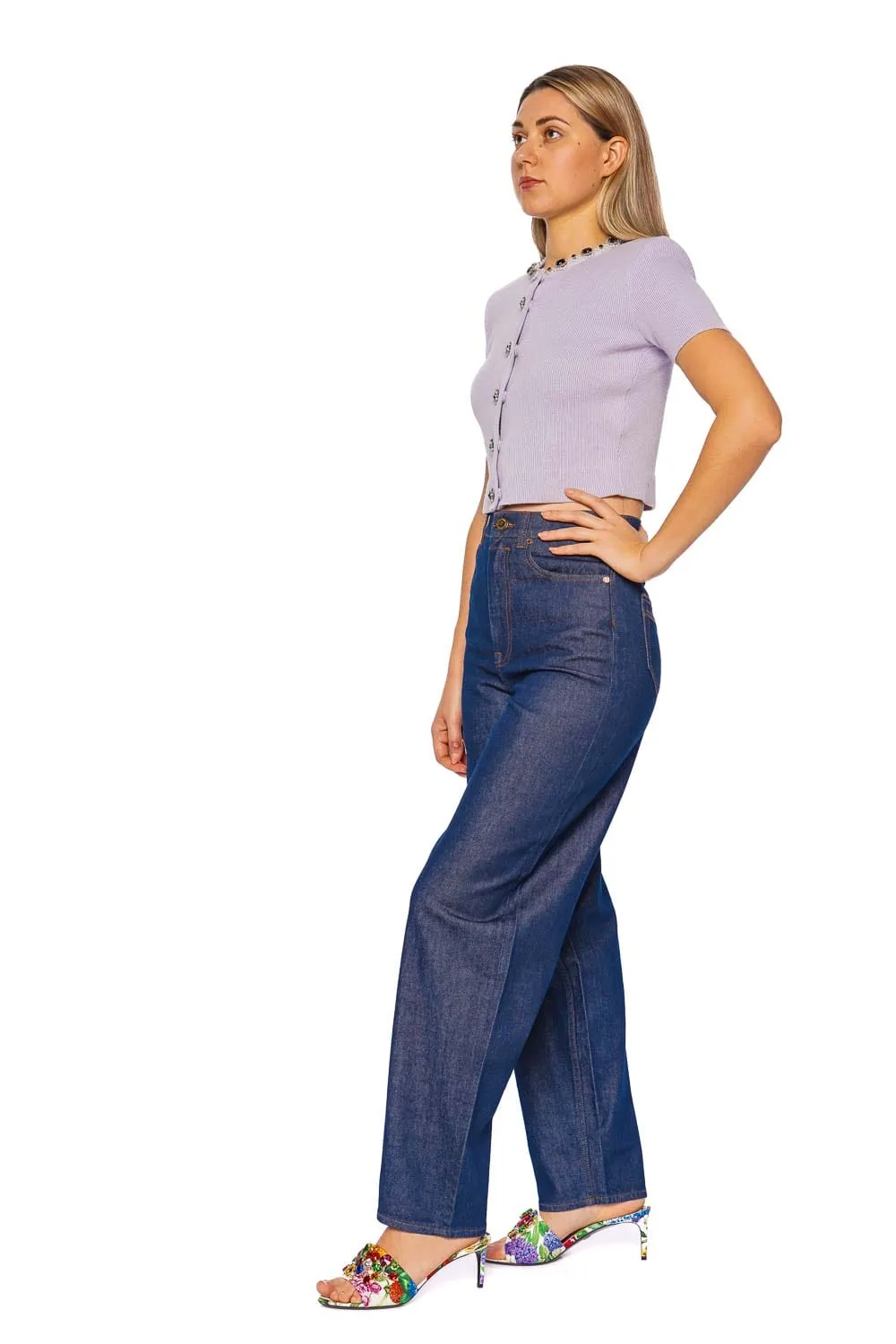 Lilac Embellished Rib Knit Top