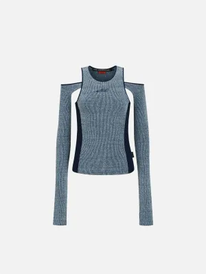 Lina Cut-Out Layered Top - Navy