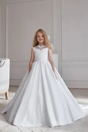 Long Classy First Communion Dress with a Train