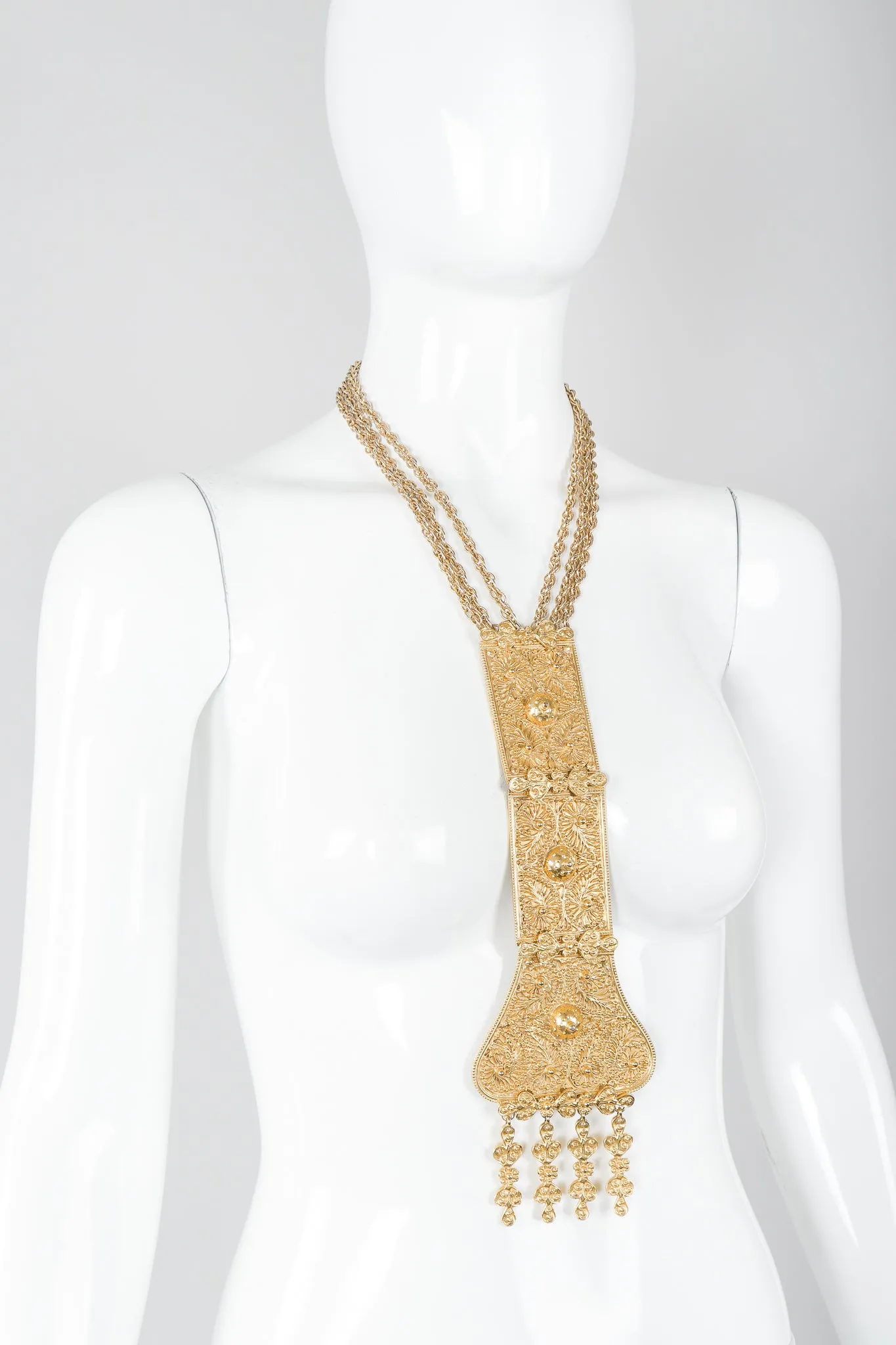 Long Filigree Plate Necklace
