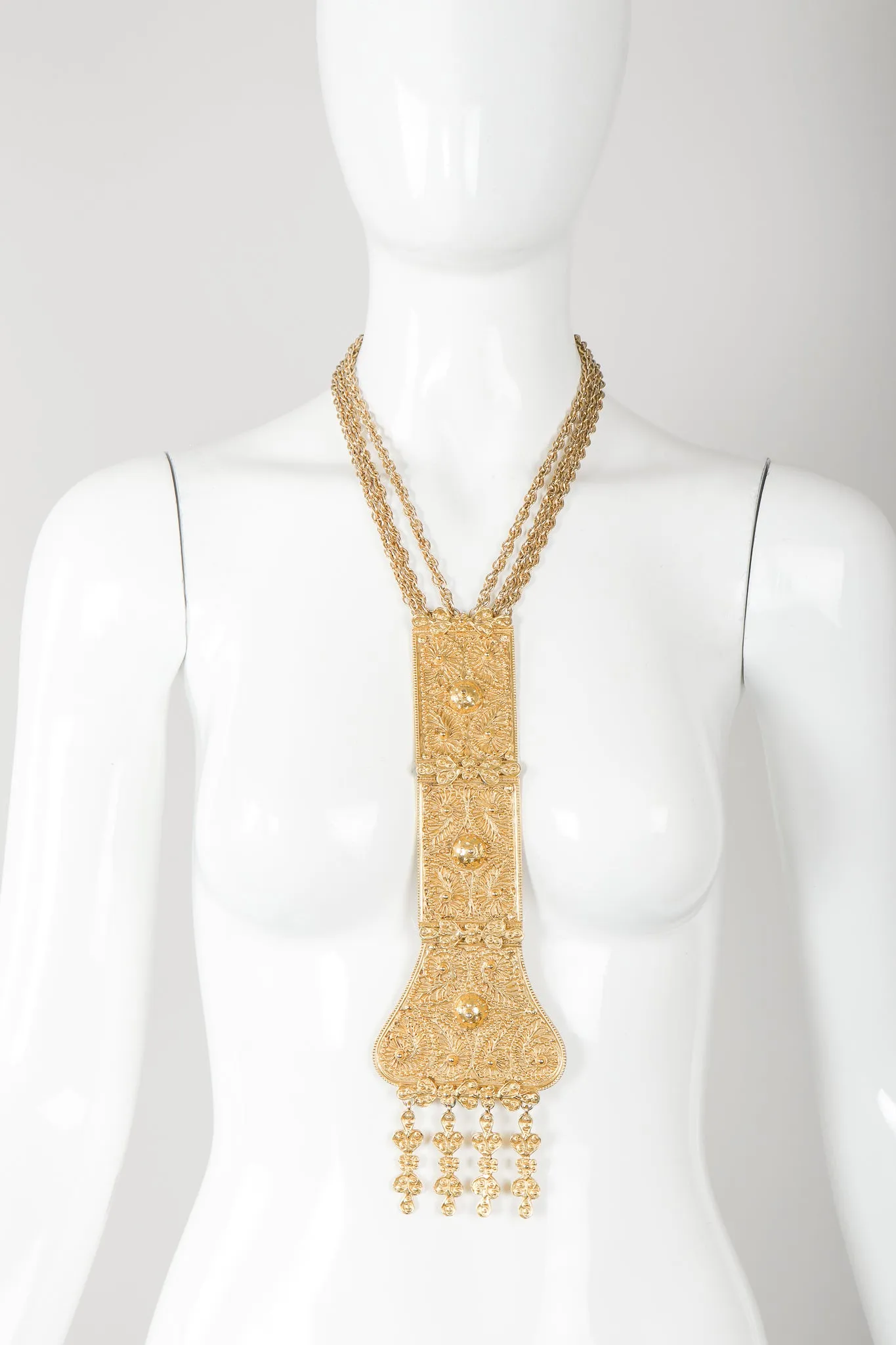 Long Filigree Plate Necklace