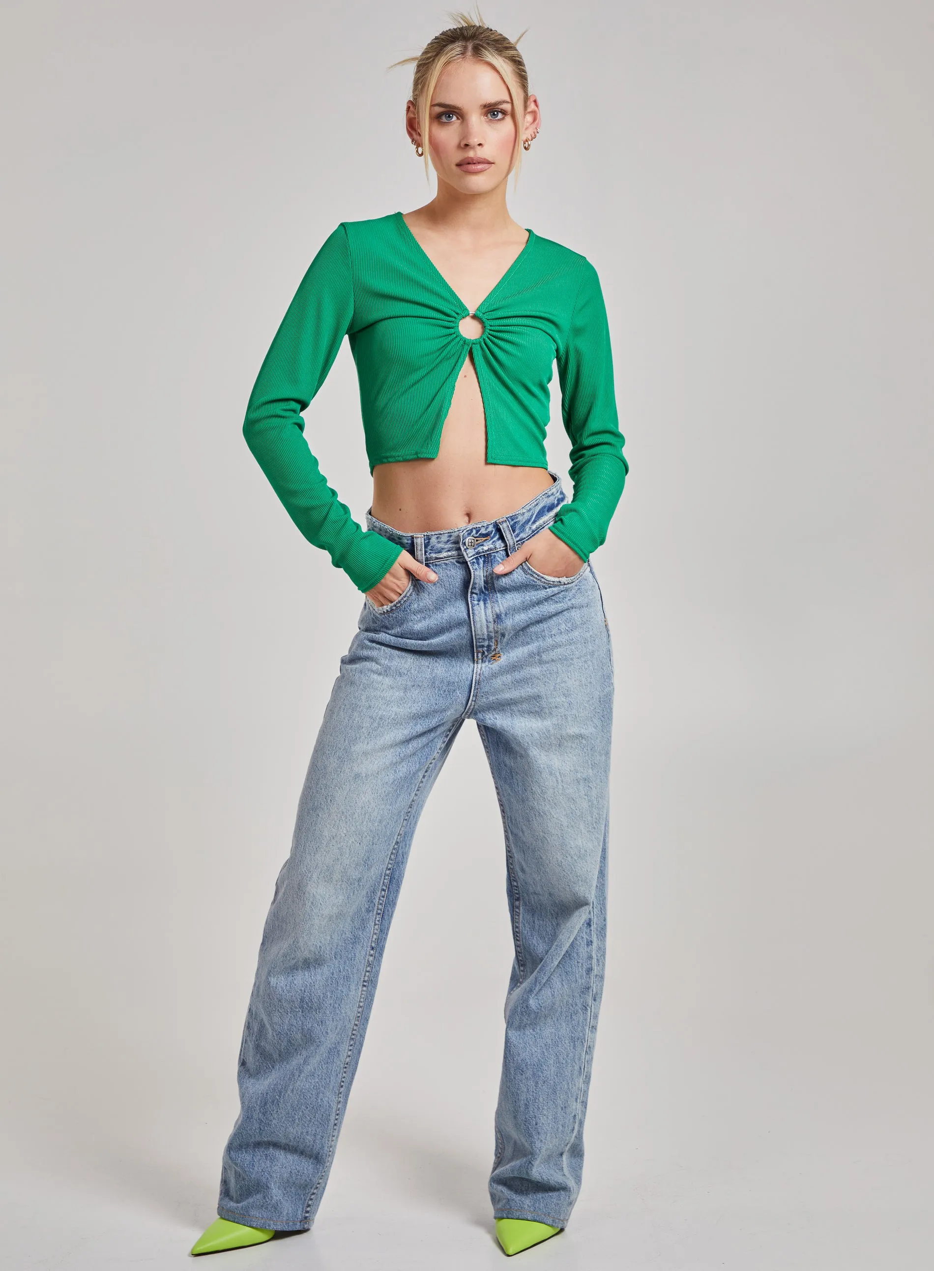 Long Sleeve Cut Out Ribbed Top