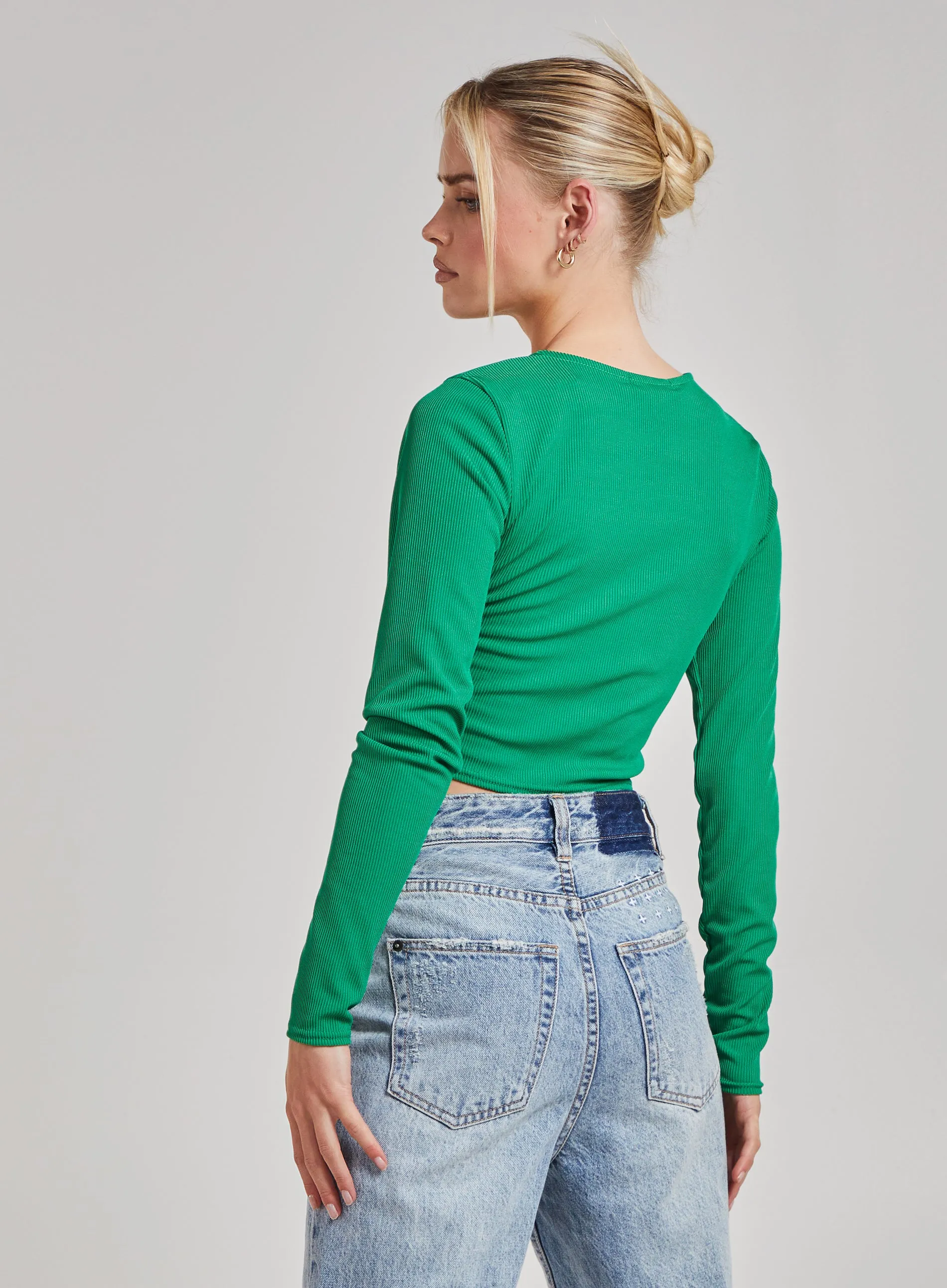 Long Sleeve Cut Out Ribbed Top