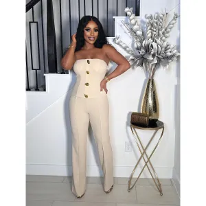 LOVELY FIT STRAPLESS TUBE JUMPSUIT (TAUPE)