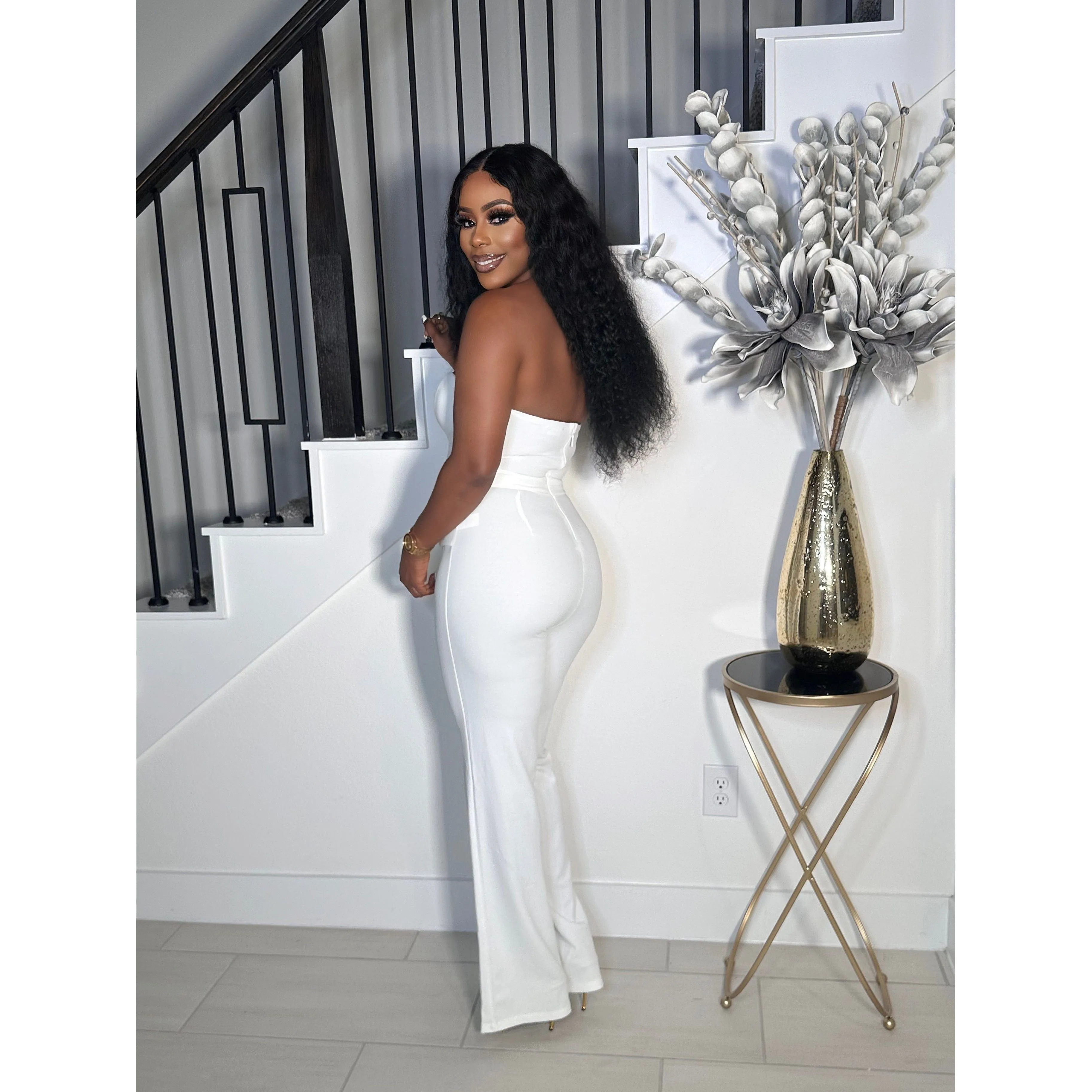 LOVELY FIT STRAPLESS TUBE JUMPSUIT (WHITE)