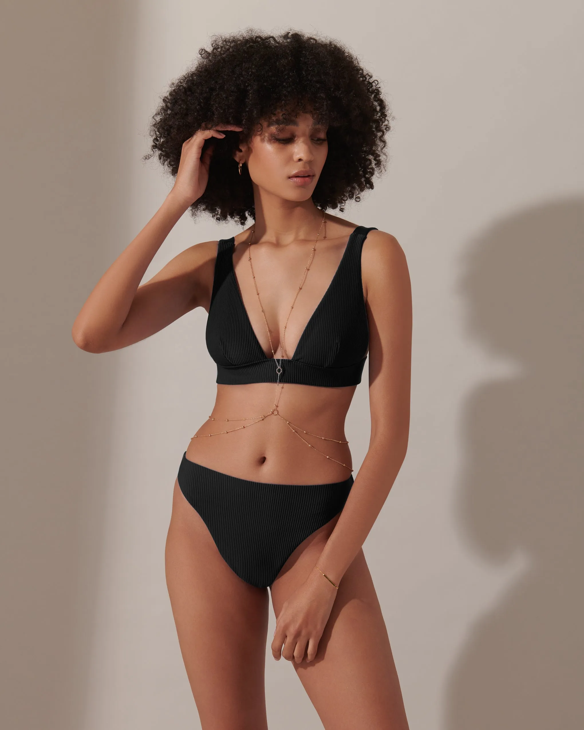 Lucerne Plunge Bikini Top Black
