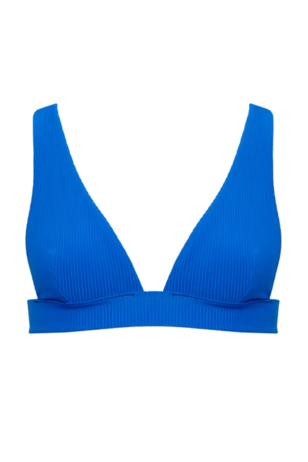 Lucerne Plunge Bikini Top - Blue
