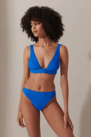 Lucerne Plunge Bikini Top - Blue
