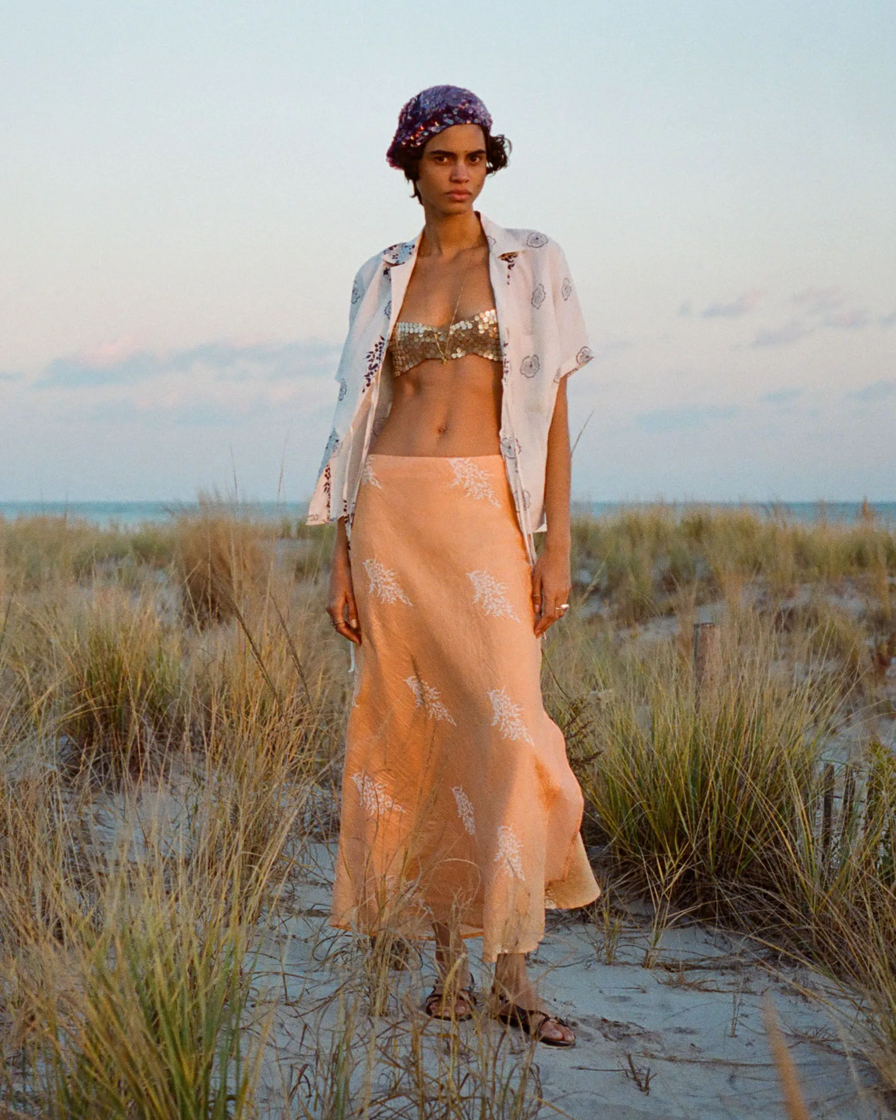 Lyra Hibiscus Rose Silk Skirt