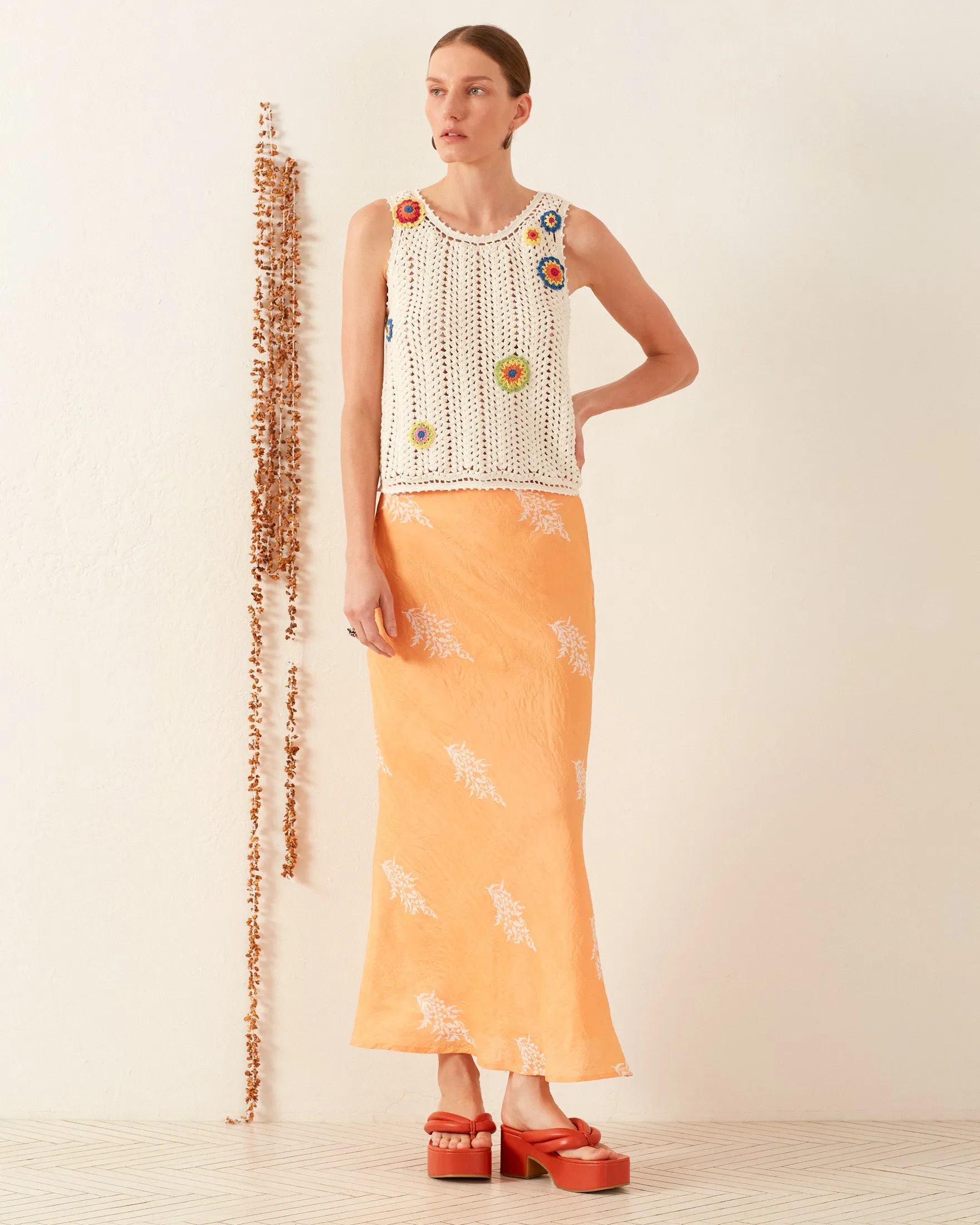 Lyra Hibiscus Rose Silk Skirt
