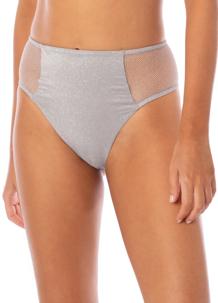 Maaji Sparkle Mesh Harriet High Rise Cut Out Bikini Bottom