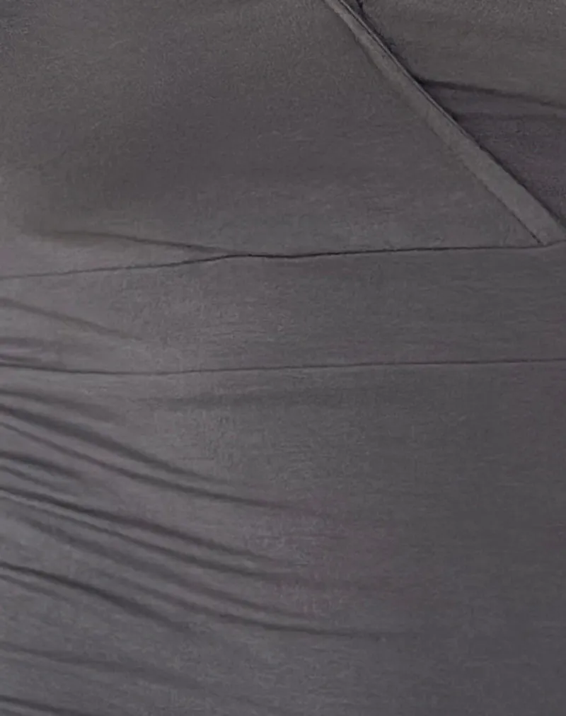 Machiko Plunge Wrap Top in Charcoal Grey