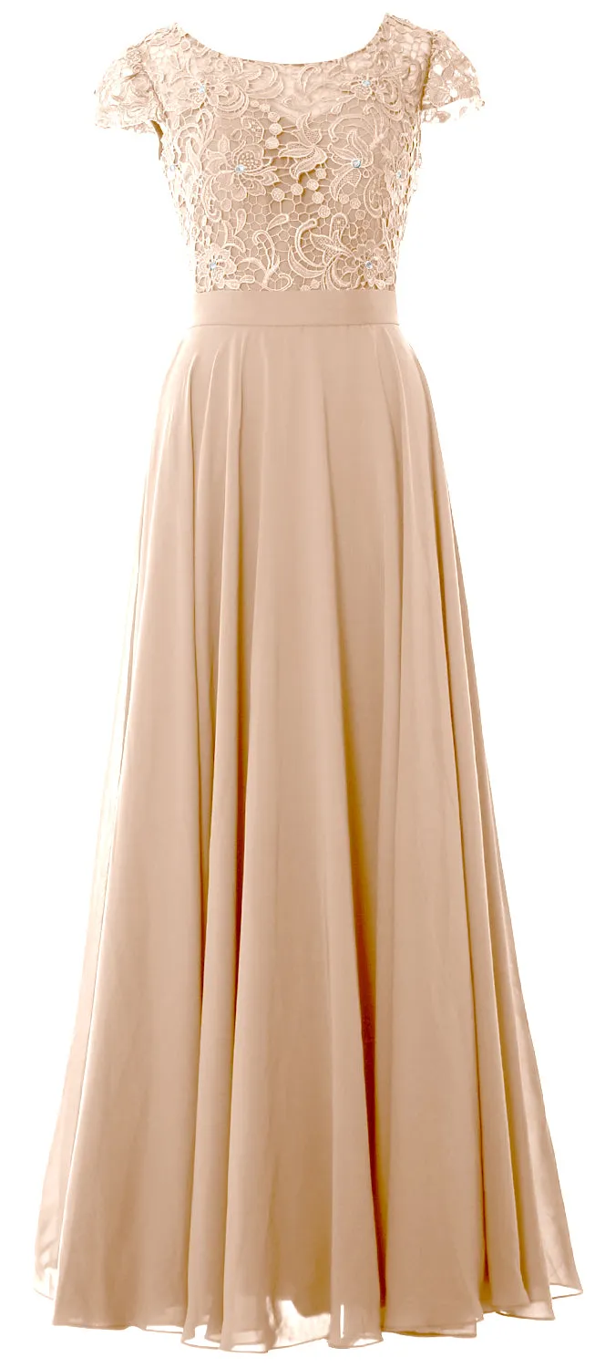 MACloth Women Mother of Bride Dresses Cap Sleeves Wedding Bridesmaid Rehearsal