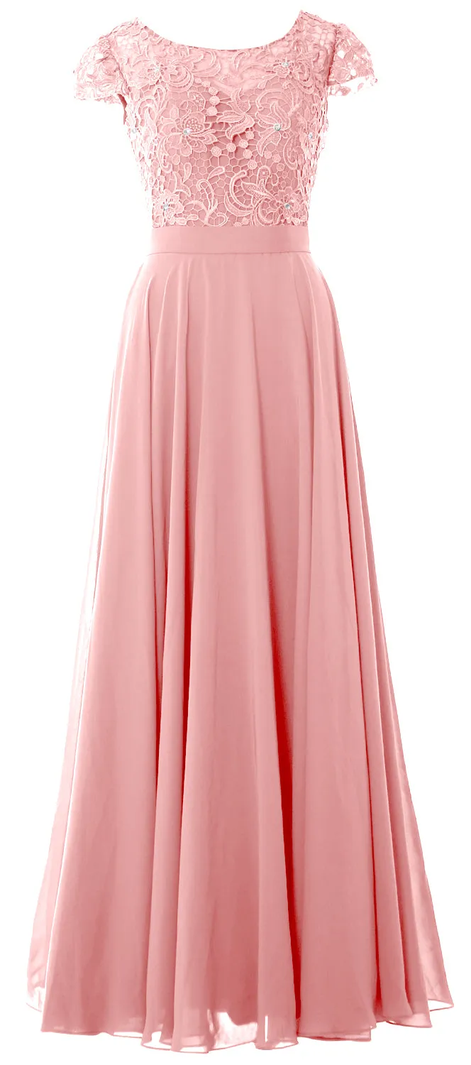 MACloth Women Mother of Bride Dresses Cap Sleeves Wedding Bridesmaid Rehearsal