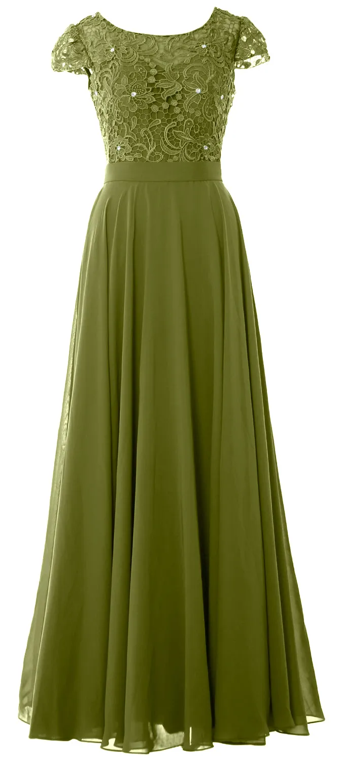 MACloth Women Mother of Bride Dresses Cap Sleeves Wedding Bridesmaid Rehearsal