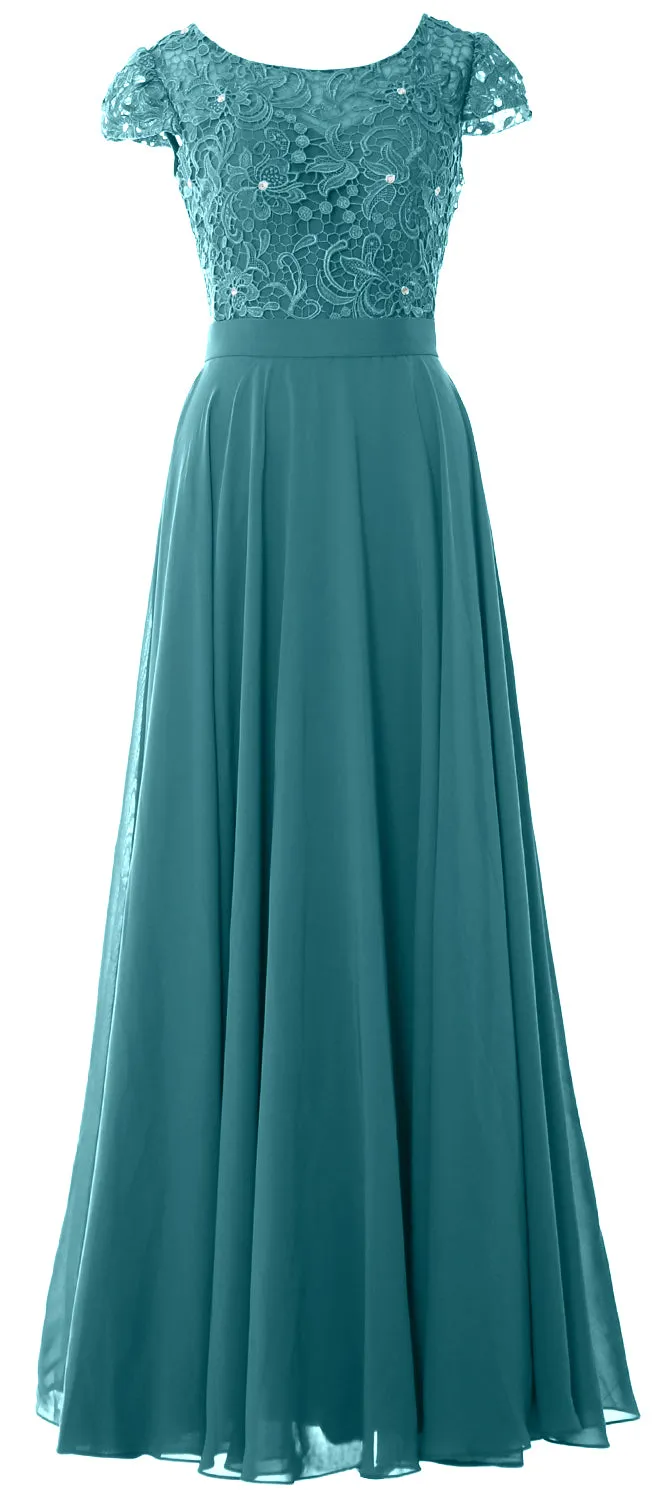 MACloth Women Mother of Bride Dresses Cap Sleeves Wedding Bridesmaid Rehearsal