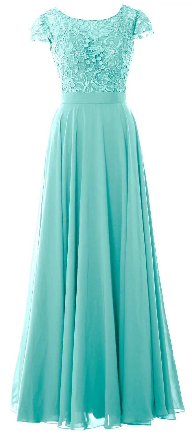 MACloth Women Mother of Bride Dresses Cap Sleeves Wedding Bridesmaid Rehearsal