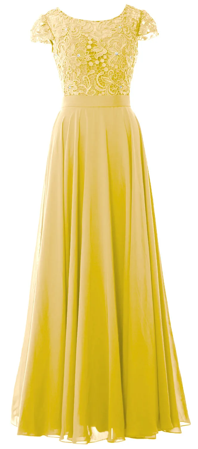 MACloth Women Mother of Bride Dresses Cap Sleeves Wedding Bridesmaid Rehearsal
