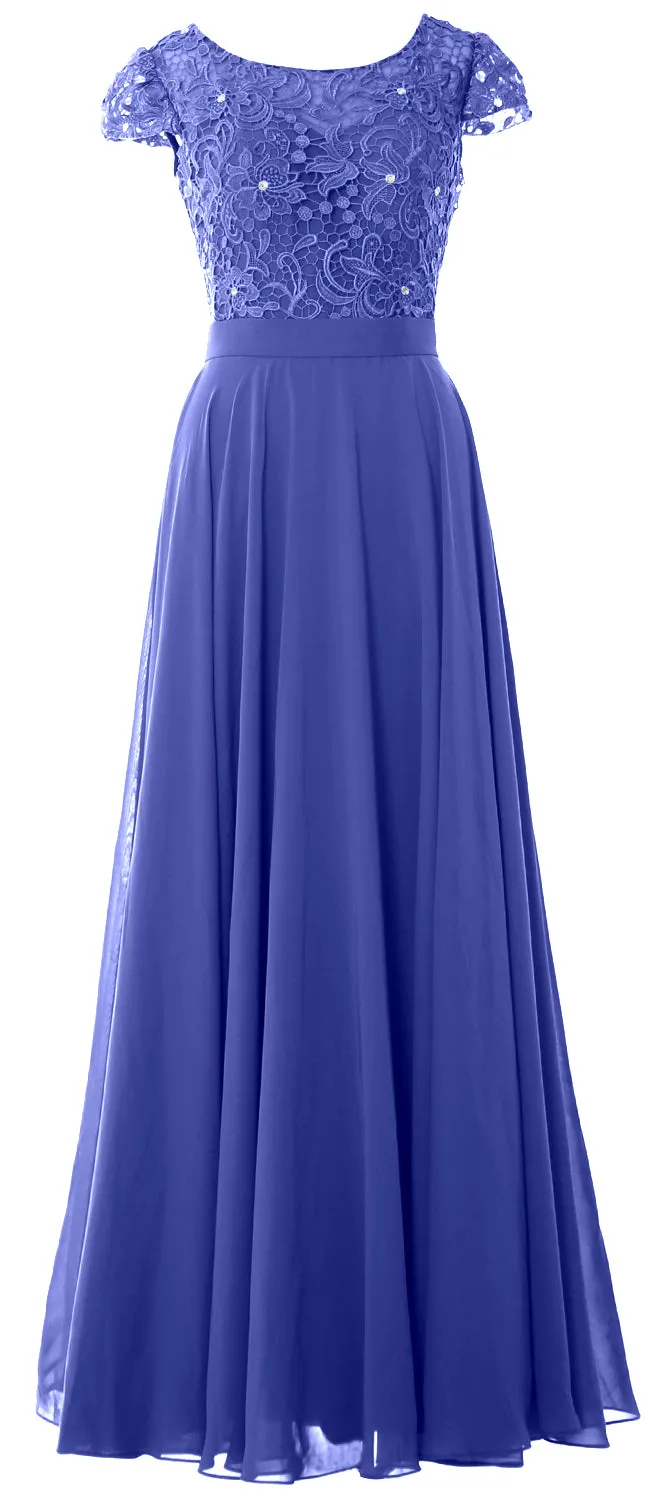 MACloth Women Mother of Bride Dresses Cap Sleeves Wedding Bridesmaid Rehearsal