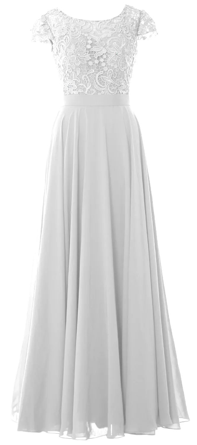 MACloth Women Mother of Bride Dresses Cap Sleeves Wedding Bridesmaid Rehearsal