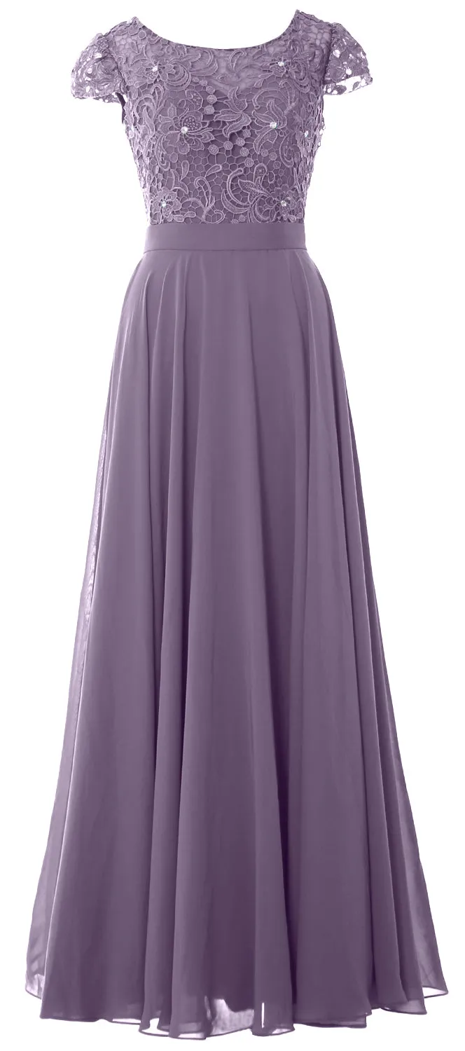 MACloth Women Mother of Bride Dresses Cap Sleeves Wedding Bridesmaid Rehearsal