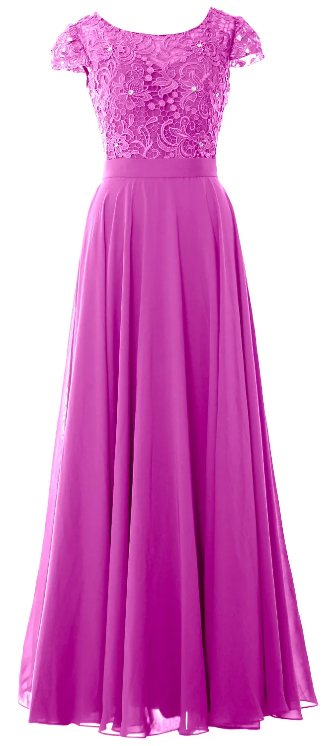 MACloth Women Mother of Bride Dresses Cap Sleeves Wedding Bridesmaid Rehearsal