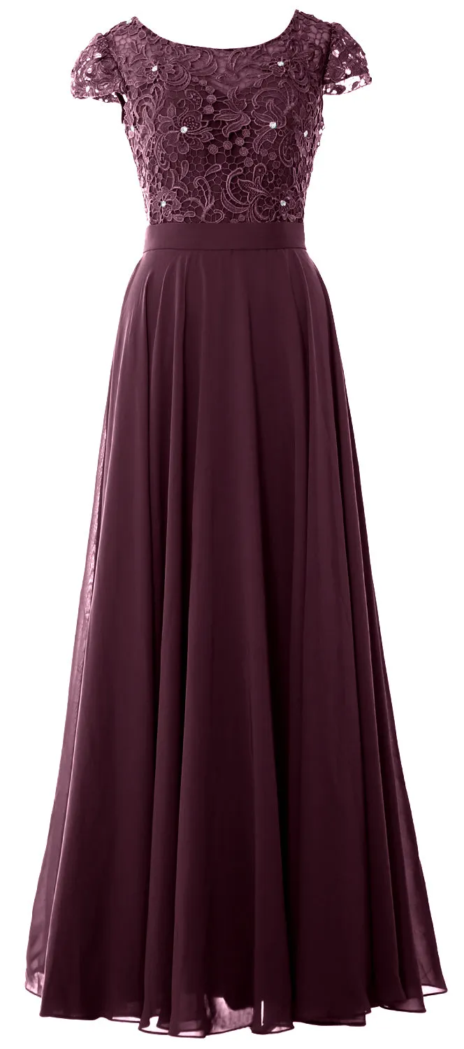 MACloth Women Mother of Bride Dresses Cap Sleeves Wedding Bridesmaid Rehearsal